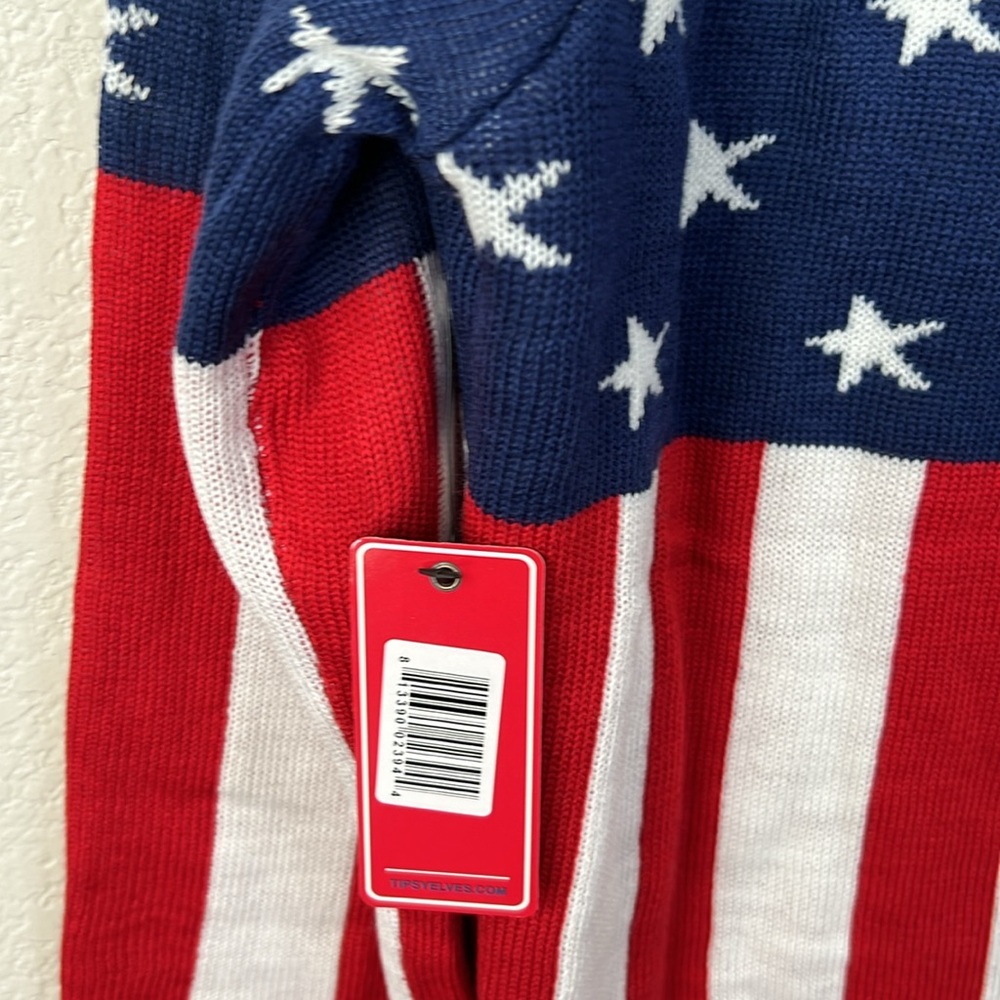 Tipsy Elves American Flag Red White Blue Sweater with Patriotic Flair Size L - Picture 8 of 10